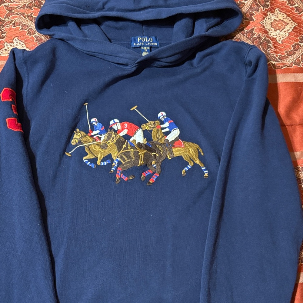 Polo by Ralph Lauren Blue Hoodie with Polo Player Embroidery